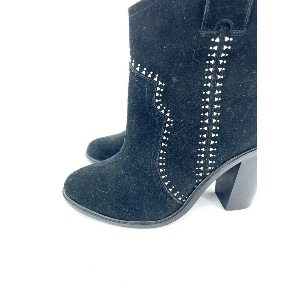 Joie Monte Black Suede Leather Studded Ankle Booties SZ 37 EU New